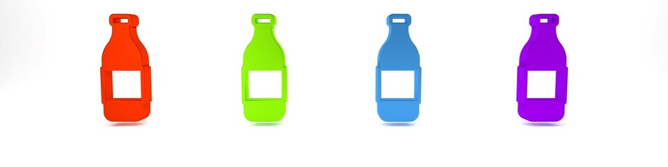 Colorful Bottle of wine icon isolated on white background. Minimalism concept. 3D render illustration