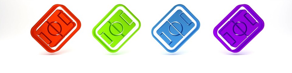 Colorful Football or soccer field icon isolated on white background. Minimalism concept. 3D render illustration