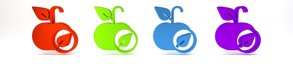 Colorful Apple icon isolated on white background. Excess weight. Healthy diet menu. Fitness diet apple. Minimalism concept. 3D render illustration