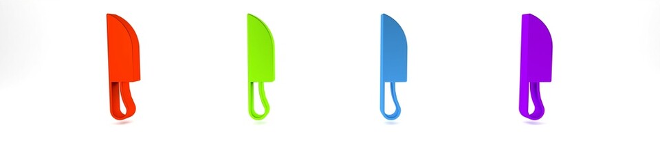 Colorful Knife icon isolated on white background. Cutlery symbol. Minimalism concept. 3D render illustration