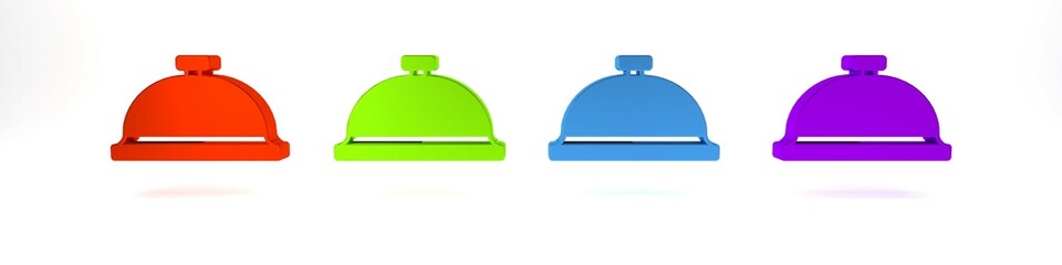 Colorful Covered with a tray of food icon isolated on white background. Tray and lid sign. Restaurant cloche with lid. Minimalism concept. 3D render illustration