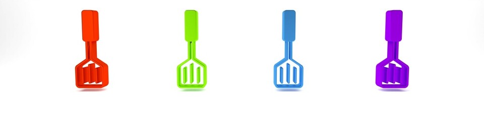 Colorful Spatula icon isolated on white background. Kitchen spatula icon. BBQ spatula sign. Barbecue and grill tool. Minimalism concept. 3D render illustration