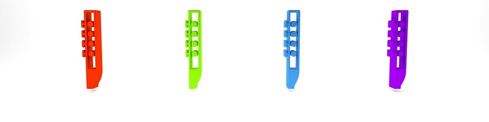 Colorful Flute icon isolated on white background. Musical instrument. Minimalism concept. 3D render illustration