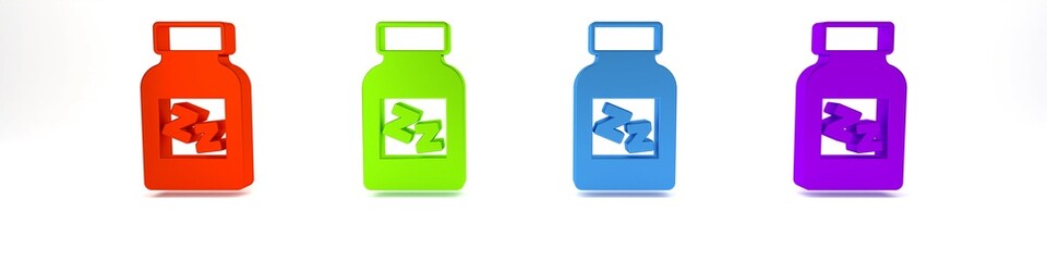 Obraz premium Colorful Sleeping pill icon isolated on white background. Minimalism concept. 3D render illustration