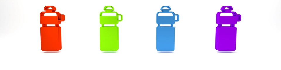 Colorful Fitness shaker icon isolated on white background. Sports shaker bottle with lid for water and protein cocktails. Minimalism concept. 3D render illustration
