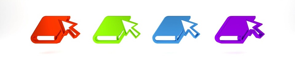 Colorful Online book icon isolated on white background. Internet education concept, e-learning resources, distant online courses. Minimalism concept. 3D render illustration