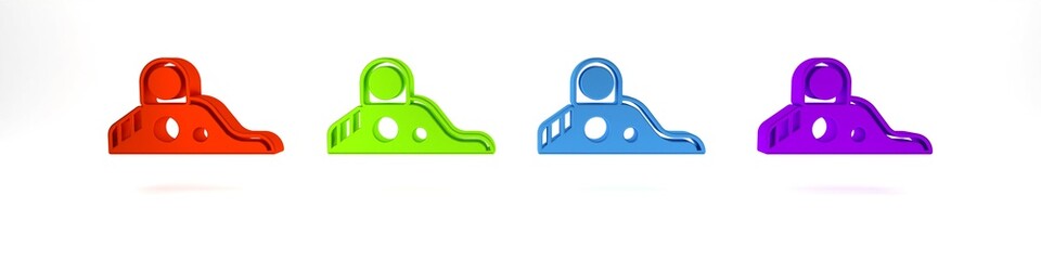 Colorful Slide playground icon isolated on white background. Childrens slide. Minimalism concept. 3D render illustration