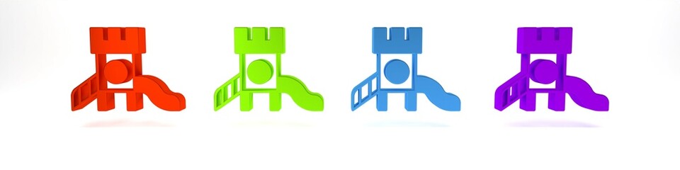 Colorful Slide playground icon isolated on white background. Childrens slide. Minimalism concept. 3D render illustration