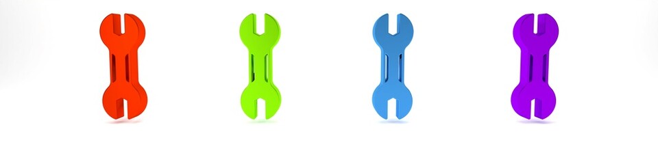 Colorful Wrench spanner icon isolated on white background. Spanner repair tool. Service tool symbol. Minimalism concept. 3D render illustration