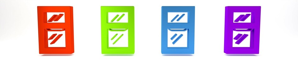 Colorful Window in room icon isolated on white background. Minimalism concept. 3D render illustration