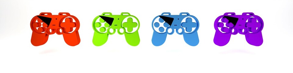 Colorful Gamepad icon isolated on white background. Game controller. Minimalism concept. 3D render illustration