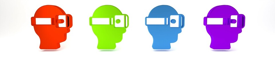 Colorful Virtual reality glasses icon isolated on white background. Stereoscopic 3d vr mask. Optical head mounted display. Minimalism concept. 3D render illustration