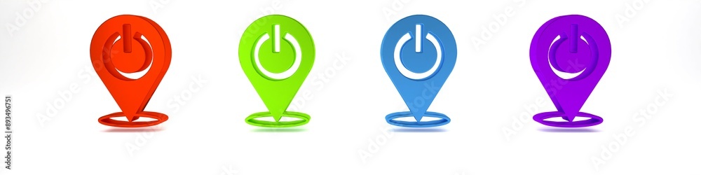 Canvas Prints Colorful Power button icon isolated on white background. Start sign. Minimalism concept. 3D render illustration