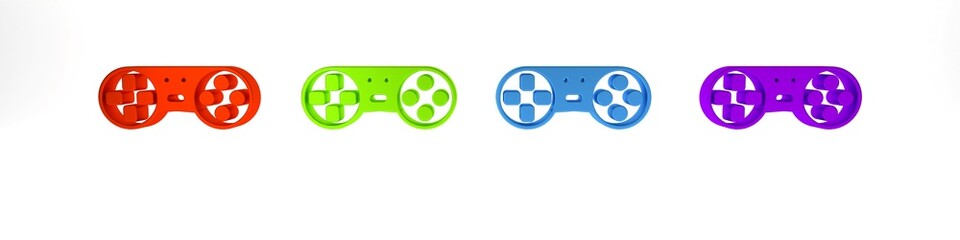 Colorful Game controller or joystick for game console icon isolated on white background. Minimalism concept. 3D render illustration