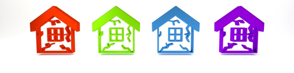 Colorful House icon isolated on white background. Insurance concept. Security, safety, protection, protect concept. Minimalism concept. 3D render illustration