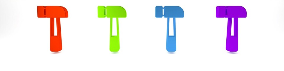 Colorful Hammer icon isolated on white background. Tool for repair. Minimalism concept. 3D render illustration