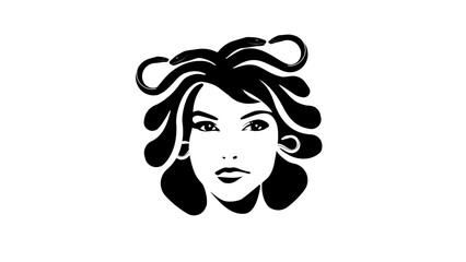 Medusa Gorgona, black isolated silhouette