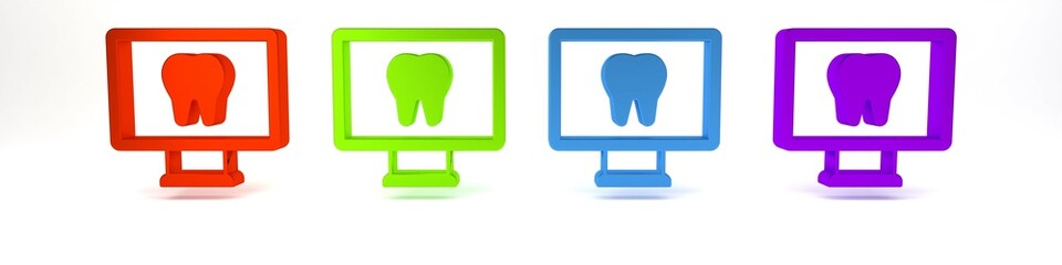 Colorful Online dental care icon isolated on white background. Dental service information call center. Minimalism concept. 3D render illustration