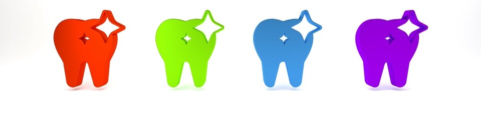 Colorful Tooth whitening concept icon isolated on white background. Tooth symbol for dentistry clinic or dentist medical center. Minimalism concept. 3D render illustration