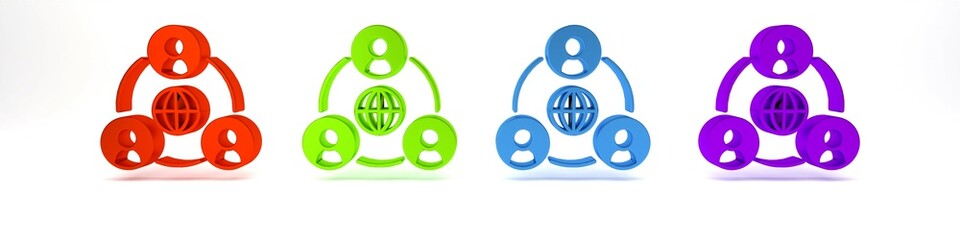 Colorful Meeting icon isolated on white background. Business team meeting, discussion concept, analysis, content strategy. Presentation conference. Minimalism concept. 3D render illustration