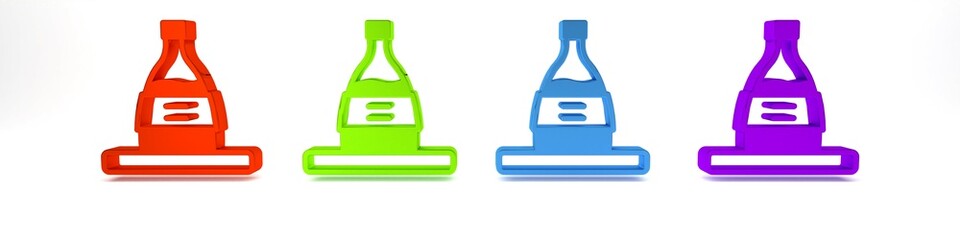 Colorful Bottle of sake icon isolated on white background. Minimalism concept. 3D render illustration