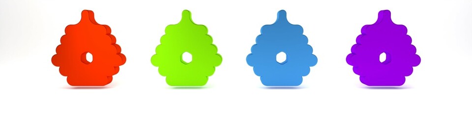 Colorful Hive for bees icon isolated on white background. Beehive symbol. Apiary and beekeeping. Sweet natural food. Minimalism concept. 3D render illustration