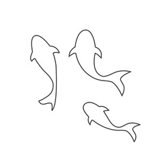 PISCES KOI FISH line icon vector flat sign
