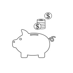 Piggy bank icon set vector with dollar coin and moneybox flat sign symbols logo illustration isolated on white background.Concepts for business banking,saving,accumulation money,budget and finance