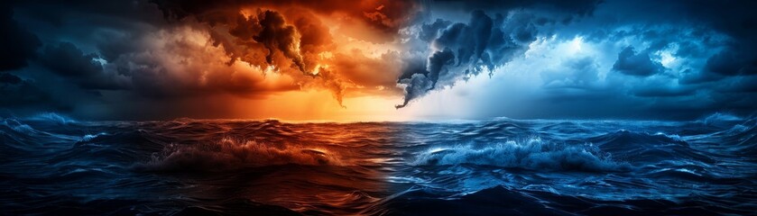 Obraz premium The image is a beautiful representation of the ocean with two different colors