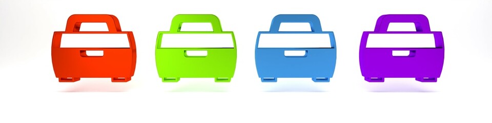 Colorful Case or box container for wobbler and gear fishing equipment icon isolated on white background. Fishing tackle. Minimalism concept. 3D render illustration