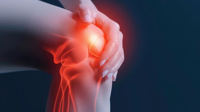 Realistic depiction of knee joint inflammation due to gout, highlighting discomfort and purine buildup, medical illustration of severe pain