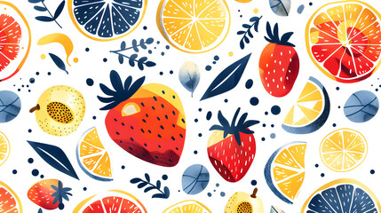 Abstract geometric food pattern. Natural fruit plants simple shape, eco agriculture concept. Vector minimal illustration