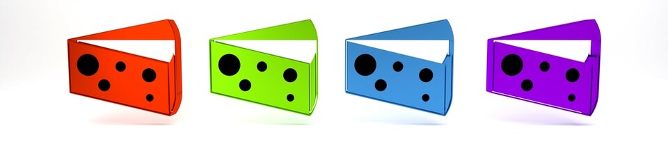 Colorful Cheese icon isolated on white background. Minimalism concept. 3D render illustration
