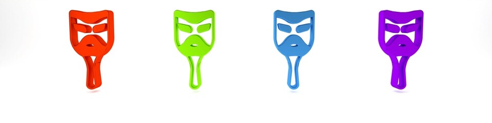 Colorful Carnival mask icon isolated on white background. Masquerade party mask. Minimalism concept. 3D render illustration