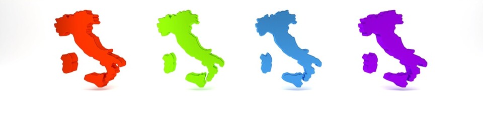 Colorful Map of Italy icon isolated on white background. Minimalism concept. 3D render illustration