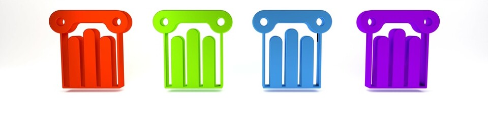 Colorful Ancient column icon isolated on white background. Minimalism concept. 3D render illustration