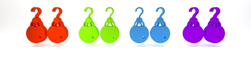 Colorful Earrings icon isolated on white background. Jewelry accessories. Minimalism concept. 3D render illustration