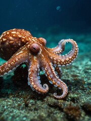 Detailed Macro Shot of Coconut Octopus in Ocean Sand