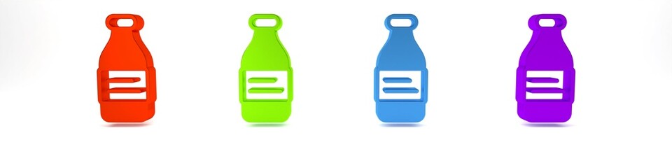 Colorful Bottle of water icon isolated on white background. Soda aqua drink sign. Minimalism concept. 3D render illustration