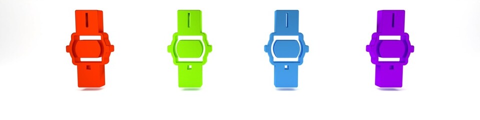 Colorful Wrist watch icon isolated on white background. Wristwatch icon. Minimalism concept. 3D render illustration