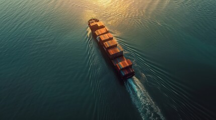 Container Ship. Aerial View of Cargo Carrier Transporting Containers for Business Bulk Transportation