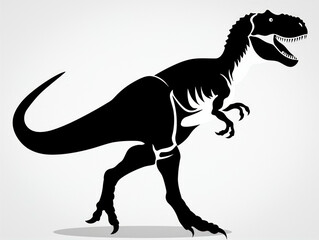 Fototapeta premium T rex silhouette white and black isolated illustration