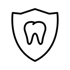 Tooth and shield icon. Dental insurance, dental care concepts.