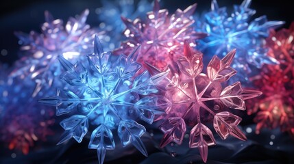 Fototapeta premium a beautiful happy inspired anime wallpaper, snowflakes flying around, ai generated image. anime illustrations. Illustrations 