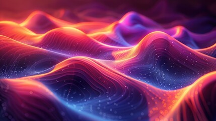 Fototapeta premium Colorful abstract wave pattern with vibrant gradients and digital elements, perfect for backgrounds, wallpaper, and artistic designs.