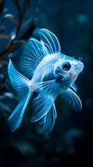 Fototapeta premium Mesmerizing Bioluminescent Deep Sea Creature Glowing in the Abyss