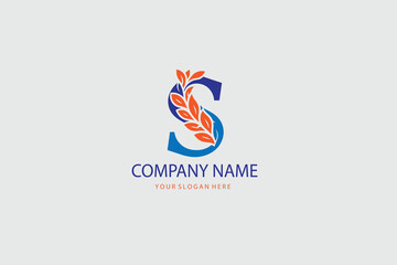 Obraz premium Abstract Initial Letter S Logo. White and Blue Sea Wave Origami Style isolated on Blue Background. Usable for Business and Branding Logos. Flat Vector Logo Design Template Element.