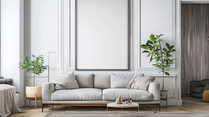 Modern interior design with frame mockup