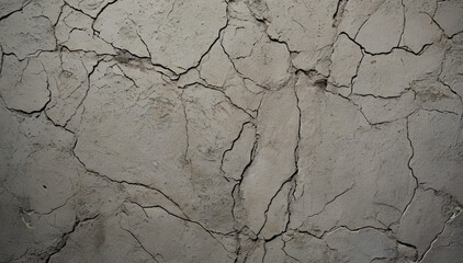 Cracked, weathered concrete surface with irregular fractures and rough texture. The grey tones and natural imperfections create an aged, distressed appearance ideal for backgrounds and design projects