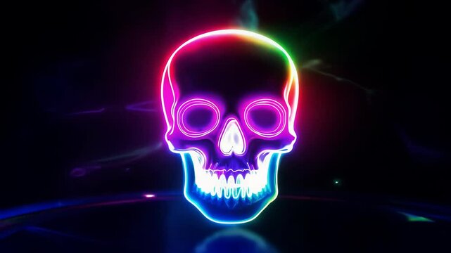 Radiant Neon Skull with Ominous Glow